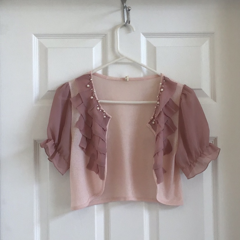 Pink Short-Sleeve Shrug